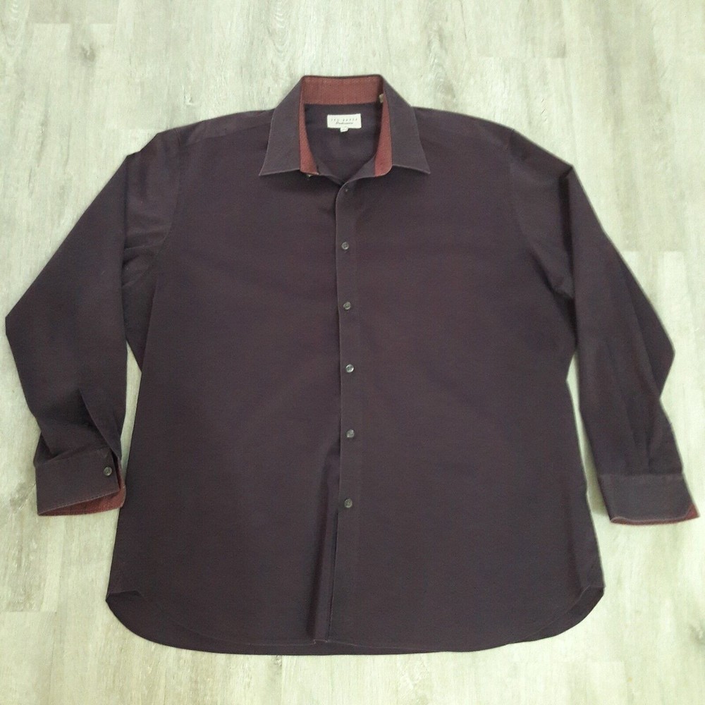 Ted Baker Endurance Purple Dress Shirt Button Up Long Sleeve Size 18 34/35 Mens